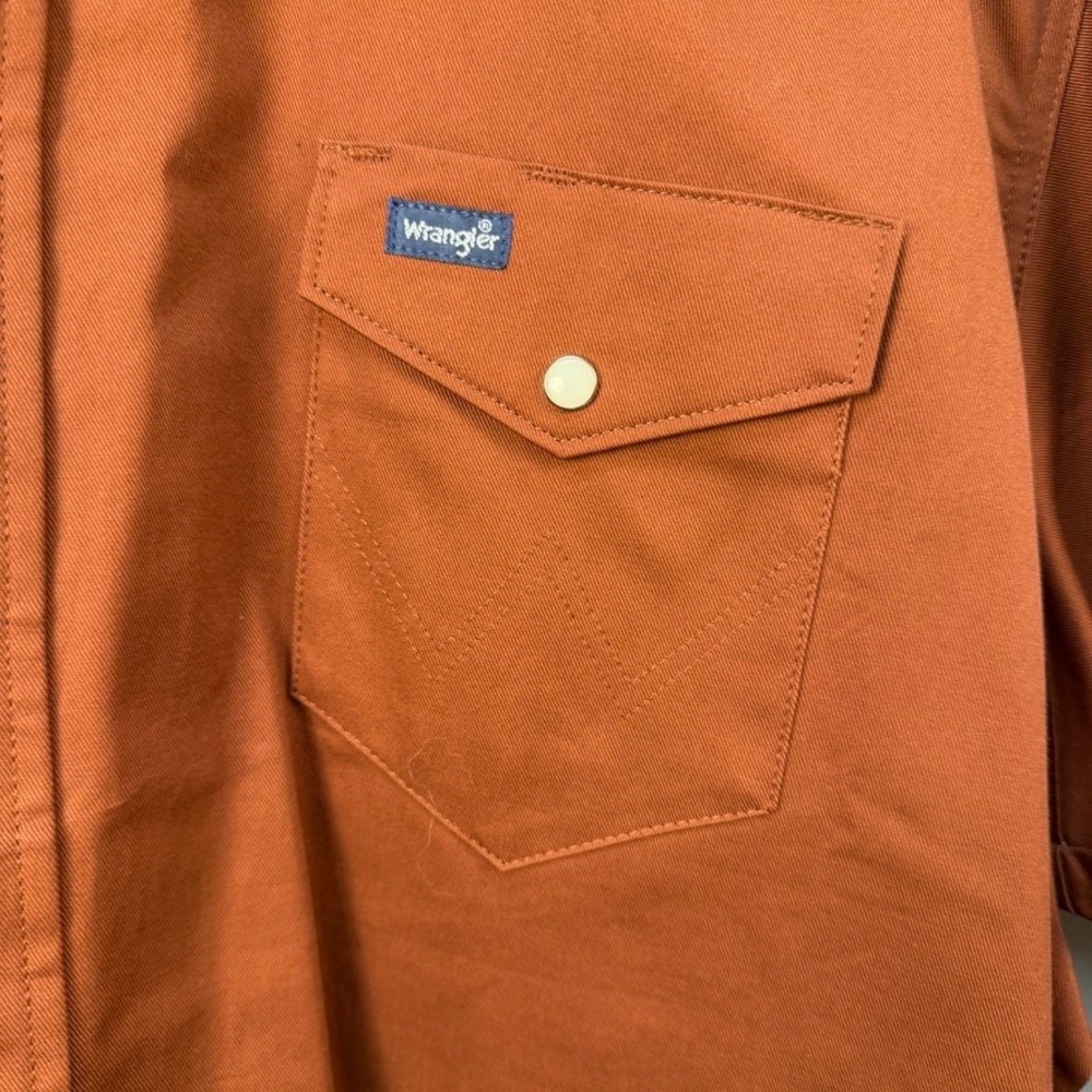 Wrangler Mens 3X Big Western Snap Western Shirt Rust Orange Cotton Twill MS1037E - Picture 3 of 16